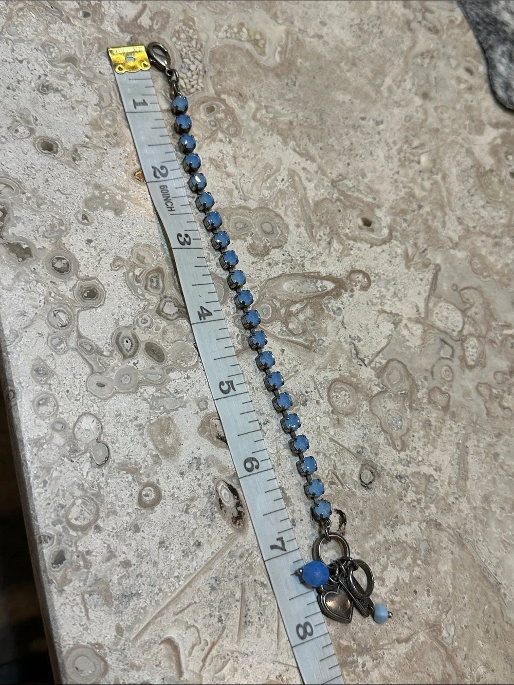 Mariana Periwinkle Blue Crystal Heart Charm Bracelet